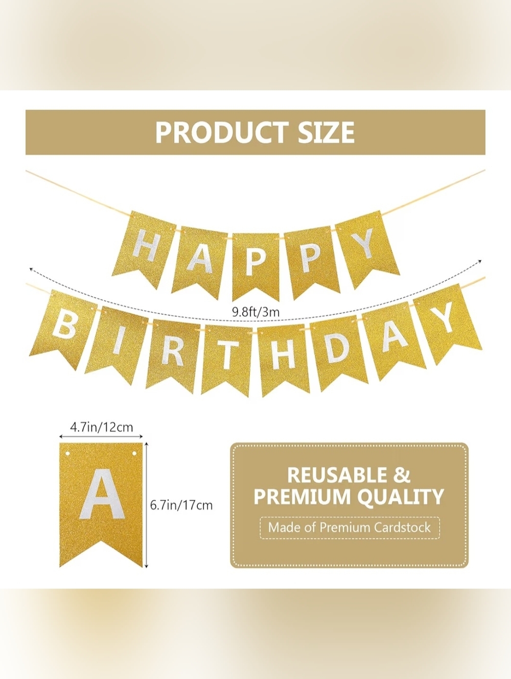 Gold & Silver Happy Birthday Hanging Sign